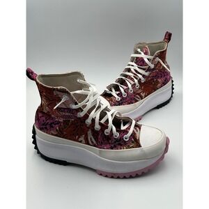 Converse Run Star Hike High Top Floral Pink Orange Sneakers A00551C Womens 8.5
